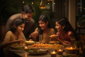 Family Enjoying Indian Street Food Ai Picture